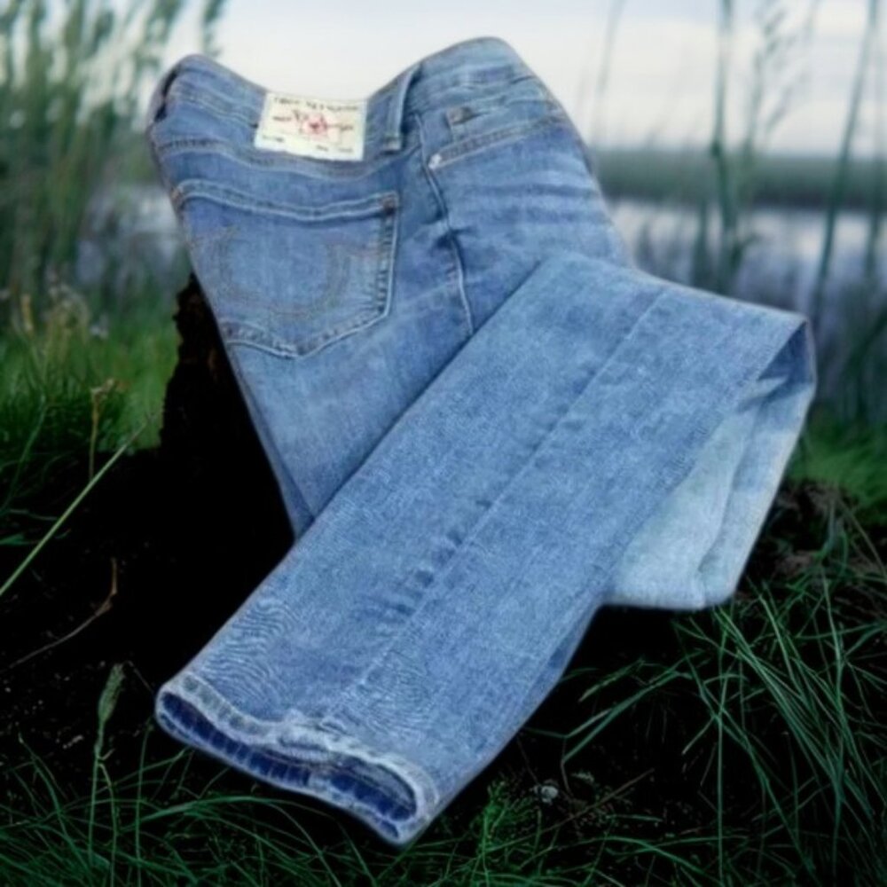 True Religion Blue Wash Stella Mid-Rise Skinny Jeans, Size 26 - Picture 3 of 8
